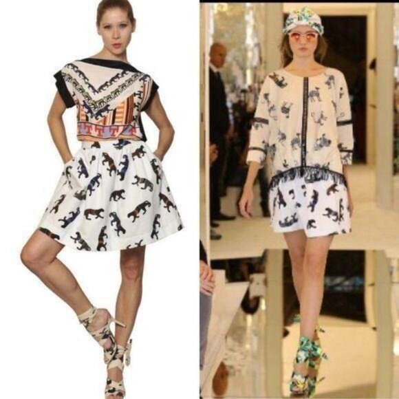 MSGM Panther Print Skirt Flare Full Monkey Circle - Picture 2 of 14